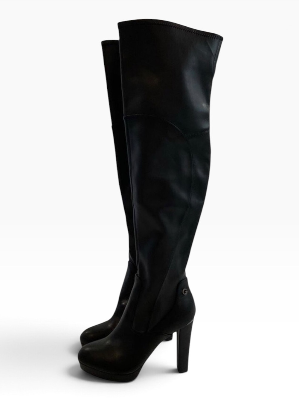 G by Guess Gloria black thigh-high platform stiletto boots over-knee sexy hot